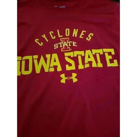 Under Armour Heat Gear Long Sleeve Shirt Sz M Loose Iowa State Cyclones Red A25 - Picture 2 of 5